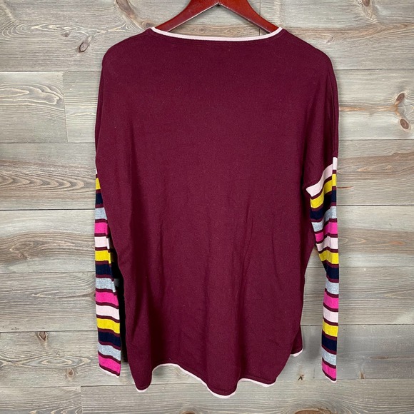 Boden Berwick Striped Sleeve Maroon Red Sweater - Picture 7 of 11